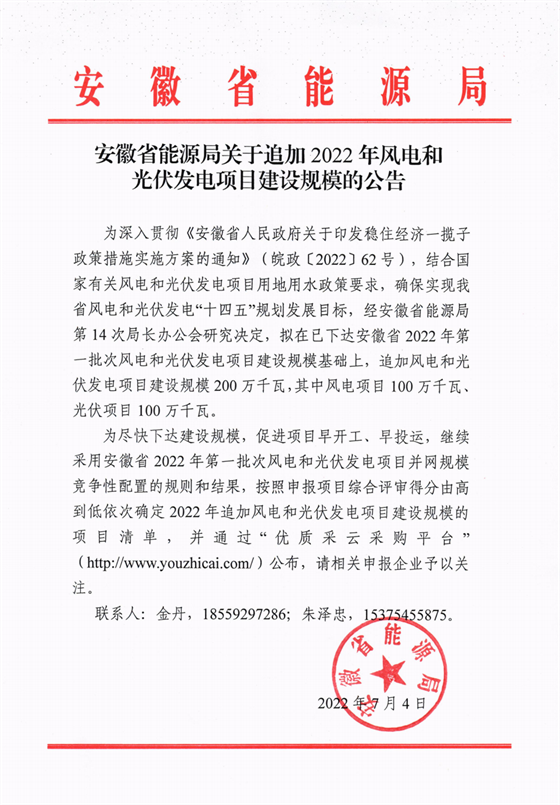 再加1GW光伏+1GW風電！安徽2022年風光項目建設(shè)規(guī)模擬至5GW！
