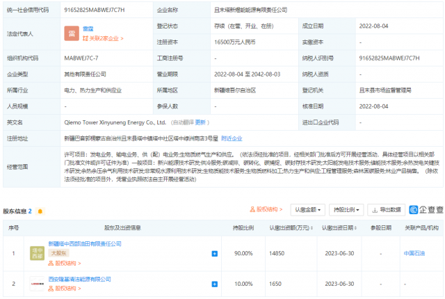中國石油、隆基投資成立能源公司