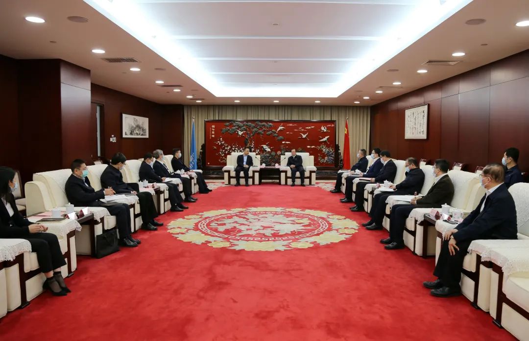 中國(guó)華電董事長(zhǎng)江毅、總經(jīng)理葉向東會(huì)見中國(guó)大唐董事長(zhǎng)鄒磊、總經(jīng)理劉明勝